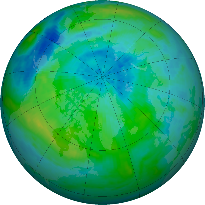 Arctic ozone map for 15 September 1992